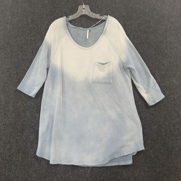 Free People Sweater Womens Medium Linen Blend Tunic Pocket Relaxed Boho Pullover - Picture 1 of 8